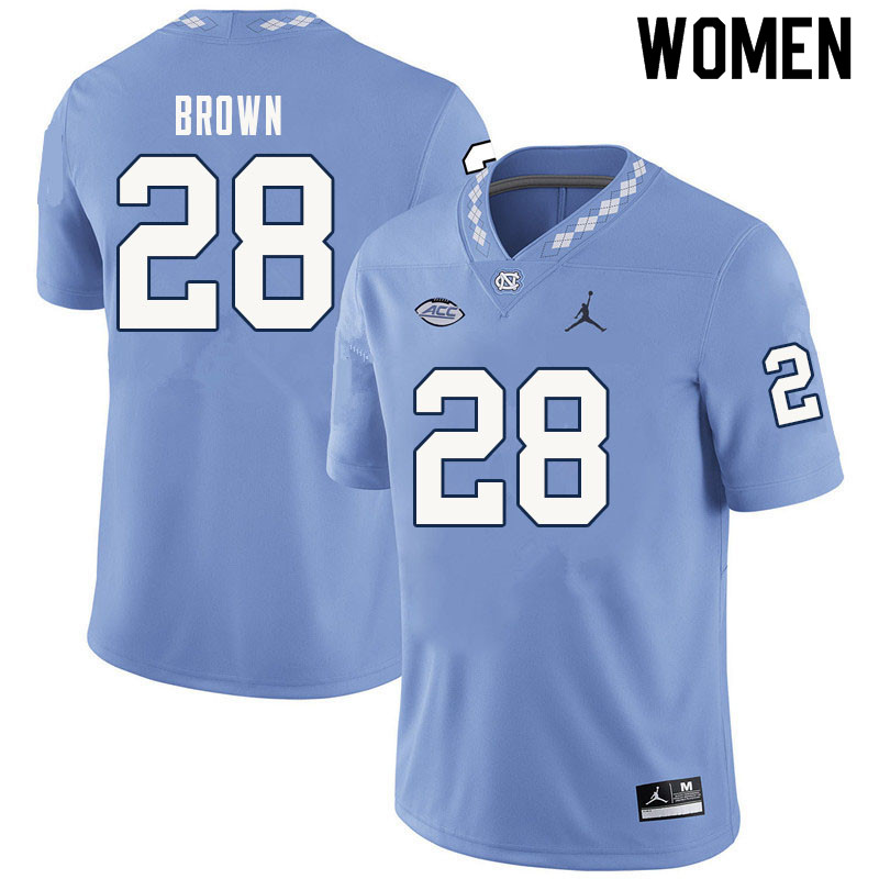 Women #28 Tymir Brown North Carolina Tar Heels College Football Jerseys Sale-Carolina Blue